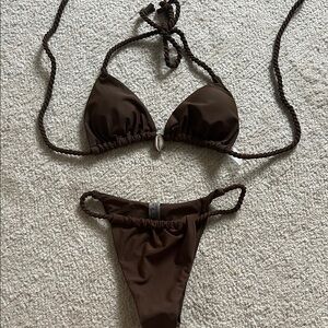 Brown Seashell Triangle Bikini Set